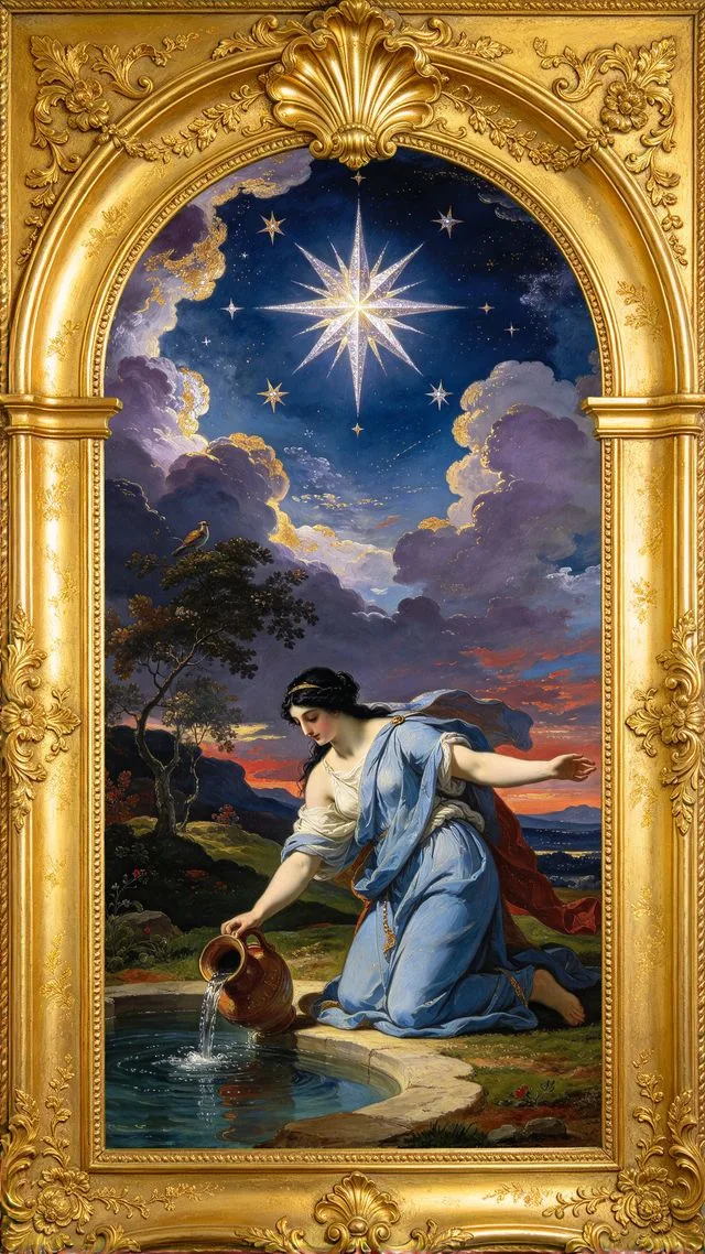 The Star tarot card, painted in a Baroque ceiling style