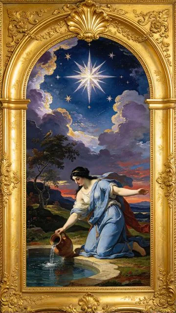 The Star tarot card, painted in a Baroque ceiling style